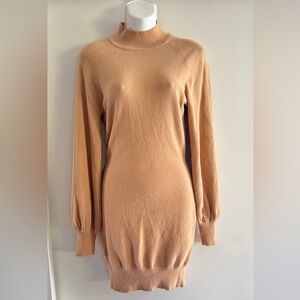 Exlura Long Sleeve Bodycon Sweater Dress in Camel